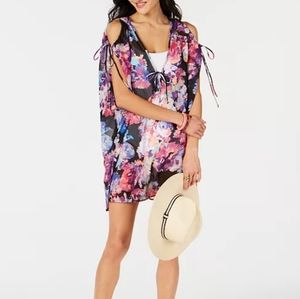 Bar III
Floral Cold-Shoulder Tunic Cover-Up M